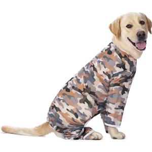 Lightweight Recovery Surgery Recovery Suit for Large Medium Dogs,Camouflage Quick Dry Dog T-Shirts Bodysuit Pajamas PJS Full Body for Shedding, Prevent Licking, Wound Protection (32)