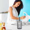 18 Oz Glass Soap Dispenser with Stainless Steel Pump, Modern Ribbed Design Refillable Liquid Soap Bottle for Bathroom, Kitchen, Hand Soap, Dish Soap, or Lotion (Grey)