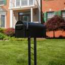 Architectural Mailboxes Franklin Weather-Resistant Steel Metal Mail Box for Outside with Post, Black, Medium Curbside Mailbox, USPS Approved for Residential Delivery Medium, Black