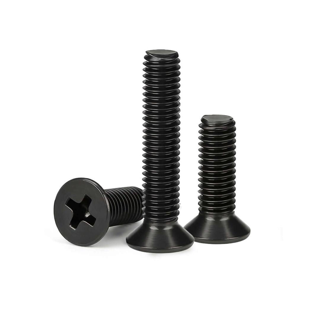 M5 x 16mm (30 Pack) Flat Head Machine Screws Black Oxide 304 Stainless Steel, Fully Threaded, Phillips Drive for Furniture Repairs and 3D Printer