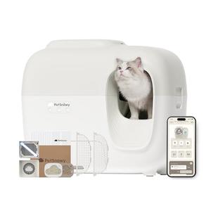 PetSnowy Self-Cleaning Automatic Cat Litter Box with Odor Control TiO2 System, Robot Litter Box with Auto-Packing, App Control, Large Cats & Multiple Cats (2025 Premium Version)