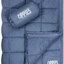 ZIPPIES 3M Thinsulate Insulation Puffy Camping Blanket for Cold Weather, Queen Size Warm Camping Quilt with Zipper, Waterproof Outdoor Sleeping Bag for Hammock, Cozy & Versatile Gift for Men and Women (Navy)