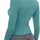 Zeagoo Womens Ribbed Fitted Crop Tops Long Sleeve T Shirts Basic Scoop Neck Casual Slim Fitted Y2k Clothes 2025 (XX-Large, Black,haze Blue)