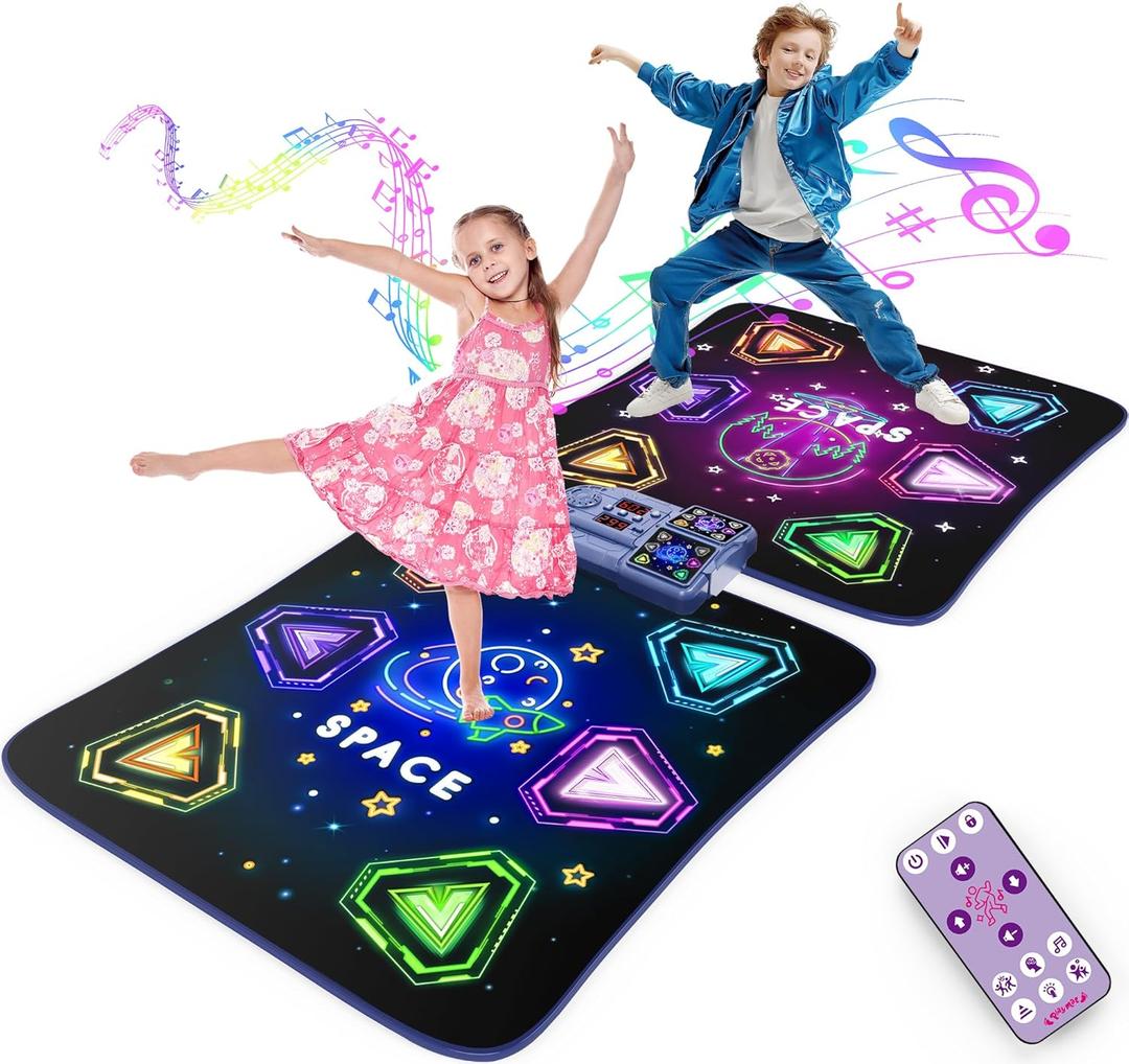 Dance Mat Toys for 3-12 Year Old Girls Boys,Dance Mat for Kids with Light Up 12-Buttons, 2-Player Dance Toy for Toddler with 5 Modes,Birthday Xmas Gifts for 3 4 5 6 7 8 9 10+ Year Old Girls Boys Kids, Compact