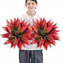 Velener Fall Fake Agave Artificial Plant, Red Fake Succulents Plant for Room Decor, Unpotted Faux Agave Stems Plant for Fall Outdoor/Indoor Decor, 22 inches, Set of 2