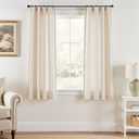 jinchan Linen Blend Closet Curtains 63 Inches Length 2 Panels for Bedroom Bathroom, Natural Farmhouse Country Cottage Core Style 38 Inches Wide Drapes with Rod Pocket Back Tab (38W x 63L, Ecru)