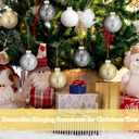 Soaoo 4 Pcs 4 Inch Large Neutral Glass Christmas Ball Ornament Metallic Textured Christmas Tree Decoration Beaded Glass Ball Ornaments Xmas Hanging Decor for Home Fireplace Mantel Wall Party Decor