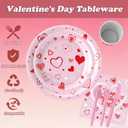 112 Pcs Valentine's Day Party Tableware, Hot Heart Love Disposable Paper Party Plates and Cups and Napkins Sets Serves 16 for Wedding, Gatherings, Engagements, Anniversary Party Supplies(Pink)