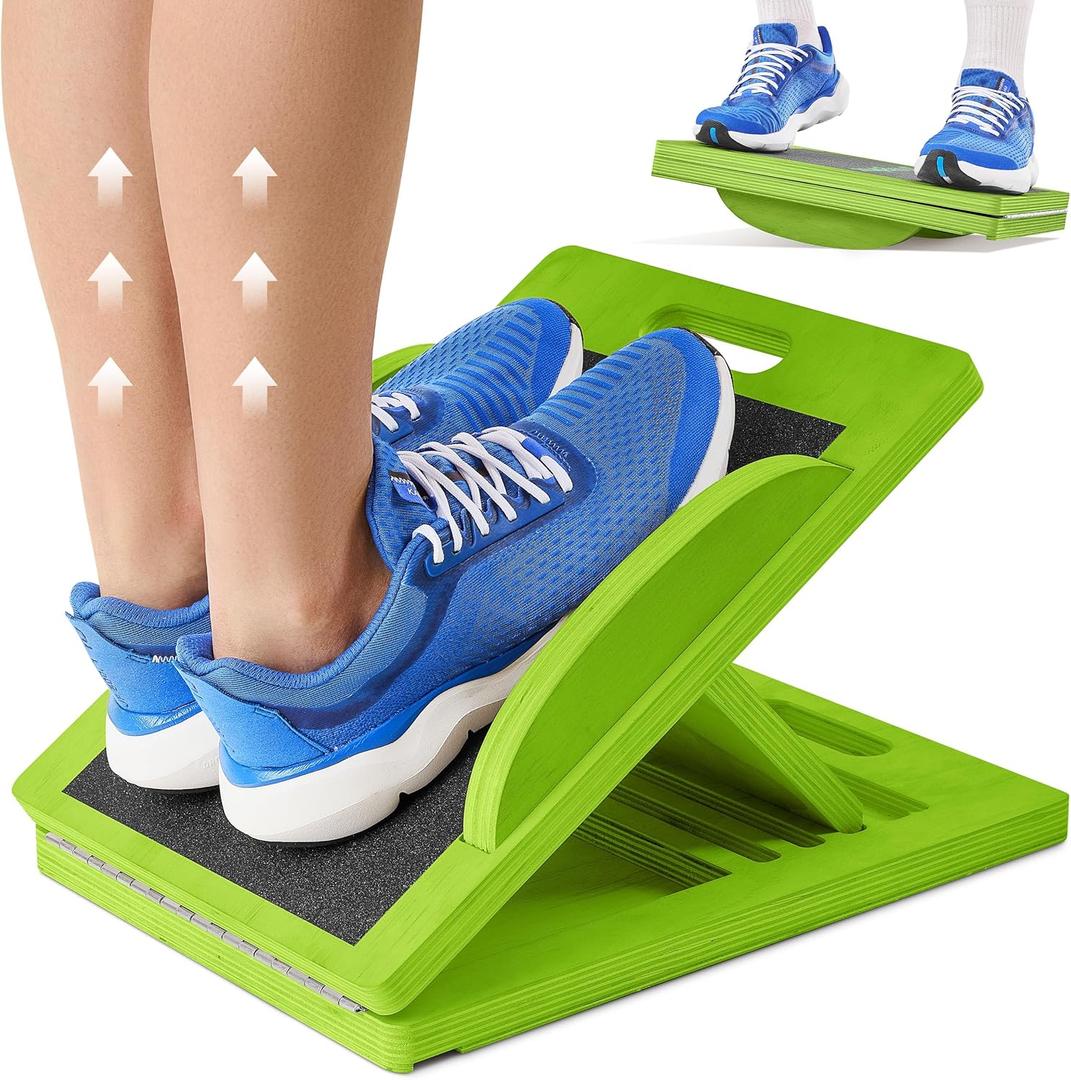 slant Board Turns Into balance board - Premium Calf Stretcher and Wobble Board for Effective Calf Stretching and Squats (Green)