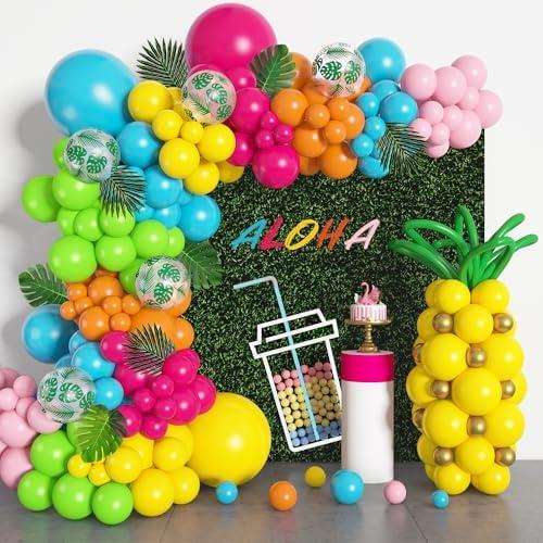 Amazon.com: Amandir 165Pcs Tropical Balloon Arch Garland Kit, Hawaiian Luau Aloha Summer Party Decorations Hot Pink Orange Yellow Blue Green Pineapple Balloons Palm Leaves Birthday Flamingo Beach Supplies : Toys & Games