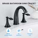 SaniteModar Matte Black Bathroom Sink Faucet,Brass Bathroom Faucet 3 Hole,Widespread Bathroom Faucet for Sink 3 Hole,2 Handles Design with Water Supply Lines