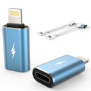 TechMatte Female USB C to Male Lightning Adapter 2 Pack 2.2A Charging Data Transfer, Compatible with iPhone 14, 13, 12, 11 Xs SE iPad iPod AirPods, Not for Audio Headphones/OTG Android Anti-Lost, Blue