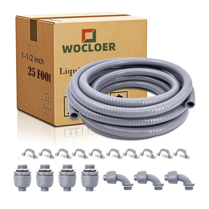 1-1/2 inch 25 Foot Liquid-Tight Conduit Kit, Flexible Non Metallic Electrical Conduit and Connector Kit, With 4 Straight and 3 Angle Fittings