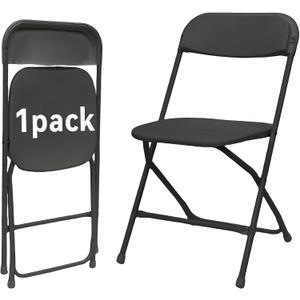 1 Pack Folding Chairs with Commercial Steel Frame Design, Foldable & Portable Plastic Seats with 350LBS Capacity for Indoor, Outdoor, Events, Office, Wedding, Party, School, Dining