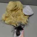 Mairead Short Blonde Wig With Bangs Short Wavy Curly Wig With Bangs Blonde Bob Wigs For Women Synthetic Heat Resistant Wigs for Halloween Costumes Cosplay Daily (Body, 613#)