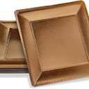 Silver Spoons Gold Square Charger Disposable Paper Plates - 13" (Pack of 10) - Perfect for Weddings, Parties & Special Occasions