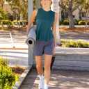 SANTINY Women's Sleeveless Workout Tops Breathable Lightweight Active Tennis Yoga Shirts Athletic Running Tank Tops for Women (L, Teal)