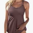 Aleumdr Women's Tankini Bathing Suit 2 Piece Tummy Control Swimsuit Scallop Trim Tankini Top with Bottom, Medium