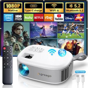 15000 Lumens Outdoor Movie Projector - Native 1080P HD Portable Projector with WiFi 6/Bluetooth 5.2, 300" Screen, 15 Keystone | Compatible with iPhone, Android, Fire Stick, PS5, Xbox(USB-C Cable)