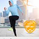 Men's UPF 50+ Sun Protection Hoodie Shirts UV SPF Long Sleeve Rash Guard Fishing Swim Shirts Quick Dry (Blue, L)