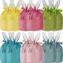 Rthjsfj 12Pcs Small Easter Bunny Drawstring Gift Bags, Reusable Rabbit Ear Velvet Bags for Candy Treat Goodies Jewelry, Holiday Party Favors Supplies (6 Color)