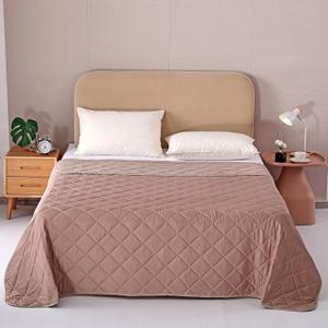 EVOLIVE Poly/Lycra Diamind Quilted All Season Light Weight Single Reversible Cooling Quilted Throw (Taupe, Throw 50x60)