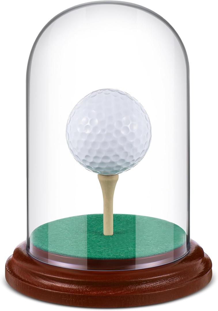 Golf Ball Display Case Hole in One Acrylic Golfball Memorabilia Display Holder with Wood Base Clear Dust Protection Transparent Storage Box for Single Golfball Baseball Case(Mahogany)