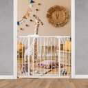 Wide Baby Gate for Stairs, Doorways, Hallways - Pressure Mounted - Walk Through - Dogs & Kids Gates - 38.5 to 43.5 Inch Wide