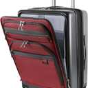 KROSER Hardside Expandable Carry On Luggage 22x14x9 Airline Approved With Front Business Pockets, 20 Inch Suitcases with Wheels, Carry on Suitcase with TSA Lock & USB Port, Black-Dark Red