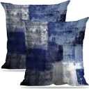 Set of 3 Blue Art Artwork Contemporary Decorative Gray Home Decorative Throw Pillow Covers Cushion Covers for Bedroom Sofa Living Room 18X18 Inches (18" x 18" (Pack of 2))