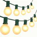 SUNSGNE G40 Round Christmas Lights Outdoor, 25ft Vintage Christmas Globe Lights with 27 5W Frosted White Lights(2 Spare) for Outdoor Garden Party Wedding Backyard Patio Decor, Green Wire