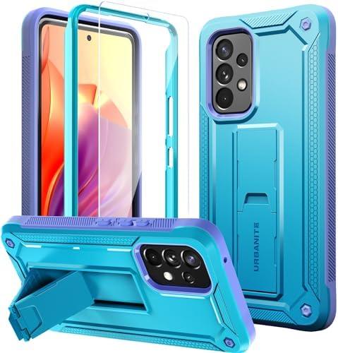 URBANITE for Samsung Galaxy A53 Case, Military Grade Rugged Shockproof Protective Cover with Screen Protector and Kickstand (Blue and Purple)