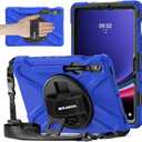 BRAECNstock for Samsung Galaxy Tab S10 FE/ S9 FE/ S9/ S8/ S7 5G Case 10.9"/ 11", Shockproof Protective Kids Case with Pencil Holder, 360 Rotating Hand Strap & Stand, Shoulder Strap, Blue
