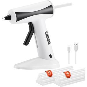 VEVOR Hot Glue Gun, Rechargeable Cordless Glue Gun, Mini Wireless Hot Glue Gun Kit with 2200mAh Battery, 20 Pcs Glue Sticks, Fast Preheating & High Temp, for Crafts, Arts, DIY, Quick Home Repairs