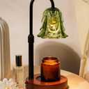 Small Candle Warmer Lamp with Timer, Adjustable Green Lamp Warmer for Jar Candles, Unique Women Gifts for Birthday, Dimmable Candle Heater, Mothers Day Gifts, Cute Wax Warming Light with Wood Base