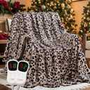 Homemate Heated Blanket Electric King Size - 100x90 Heating Blanket with 10 Fast Heat Levels 8 Hours Auto Off Ultra Soft Cozy Flannel Over-Heated Protection ETL Certification Keep Warming in Home (Leopard)