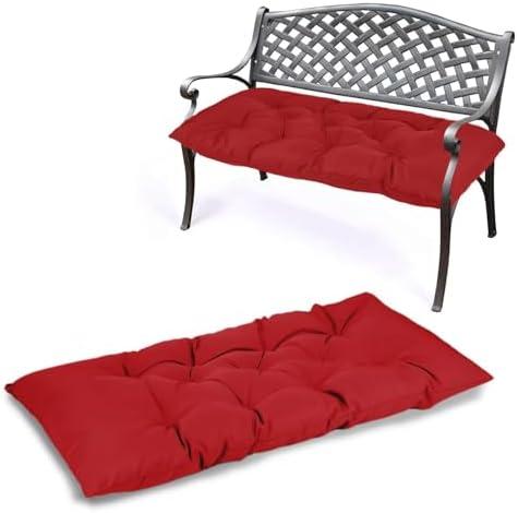 Indoor/ Outdoor Bench Cushion, Swing Cushion, 2/ 3 seat Thick Outdoor Garden Bench Seat Cushion Backrest Waterproof Bench Pad (59 X 19.6 in, Red)