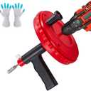 Drain Snake Flexible Steel Drain Auger With Drill Adapter Manual Or Powered Toilet Snake for Bathtub Drain, Bathroom Sink, Kitchen Cleaning with Gloves(30ft/9M-Red), 30ft/9M Stainless Steel Cable
