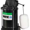 Wayne SPF33-1/3 Epoxy Coated Steel and Thermoplastic Submersible Sump Pump-Up to 3,750 Gallons Per Hour-Long Lasting and Durable Construction, 1/3 HP, No Color
