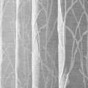 White Grey Curtains 84 Inch Length for Living Room Darkening 2 Panel Back Tab Pocket Linen Textured Modern Farmhouse Tree Branch Pattern Light Filtering 50% Blackout Silver Gray Long Drape for Bedroom
