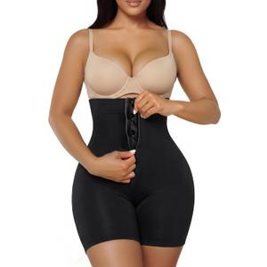 SHAPERX High-Waisted Tummy Control Shapewear for Women Seamless Zip-Up Easy-On Body Shaper Shorts Slimming Fit Underwear (L)