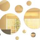 Shappy 32 Pieces Mirror Wall Stickers Removable Acrylic Setting Adhesive Round Circle Mirror Tiles Decals for Home Living Room Bedroom Decor(Gold,Small Size)