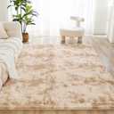 Litanika 8x10 Shag Area Rug for Living Room Bedroom, Tie-Dyed Beige High Pile Soft Plush Shaggy Furry Cream Bedside Playroom Dorm Carpet, Non-Slip, Non-Shedding Modern Indoor Floor Rug