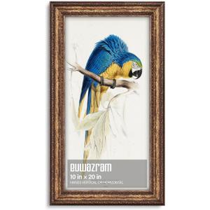 Ornate Antique Gold 10x20 Picture Frame for Photos and Artwork, 10 x 20 in