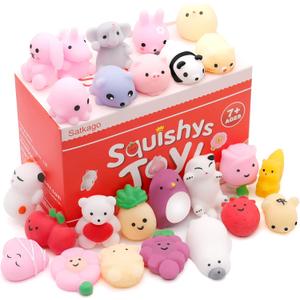Satkago Mochi Squishys Toys, 25pcs Mini Kawaii Squishies, Easter Basket Stuffers Easter Egg Fillers, Easter Gifts for Kids, Party Favors Supplies for Encanto Birthday for Kids Teens Adults (Easter Egg Stuffers)