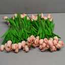 Jexine 100 Pcs Artificial Real Touch Tulips Fake Artificial Tulip Flower Bulk Bouquet with Stem for Table Centerpieces Wedding Bridal Easter Mother's Day Garden Home Decor, 13.4''(Pink)