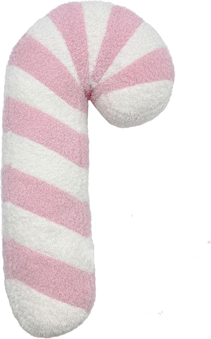 Candy Throw Pillow Christmas Decorations Soft Fluffy Candy Cane Pillow Stuffed Lollipop Plush Pillows Gifts for Home Decor Sofa Cushion (16 inch Candy Cane Pink)