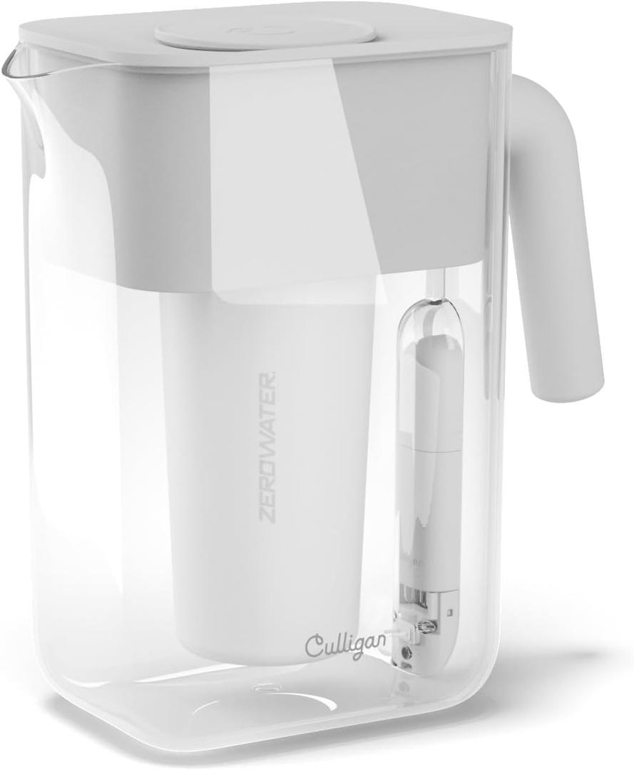Culligan with ZeroWater Technology 12-Cup Water Filter Pitcher  Includes 5-Stage Advanced Water Filter, IAPMO Certified to Reduce Lead, Total PFAS (Forever Chemicals), Mercury, Fluoride, and Chlorine