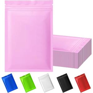 100 Pack Resealable Mylar Bag, Smell Proof Bags Resealable Packaging Supplies for Food Storage Small Business (Pink, 4.7" X 7.8")