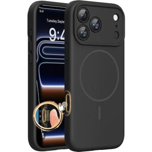 Miracase Magnetic for iPhone 17 Pro Case, Compatible with MagSafe, Integrated Silicone Camera Control Cover, 3.0mm Thicken Shockproof Drop Protection Phone Case for 17 Pro,Black